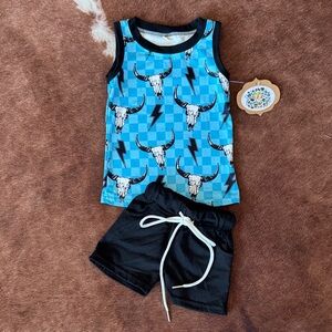 Infant Bull Print Tank and Shorts Set